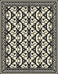 Classic Black Cream Filigree Pattern Rug