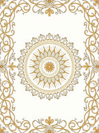 Golden Swirls Floral Mandala Design Rug