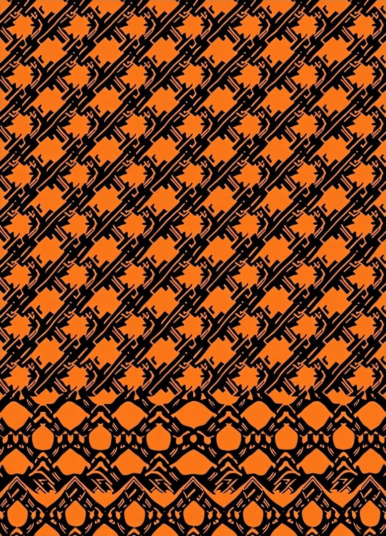 Orange Black Abstract Geometric Pattern Rug