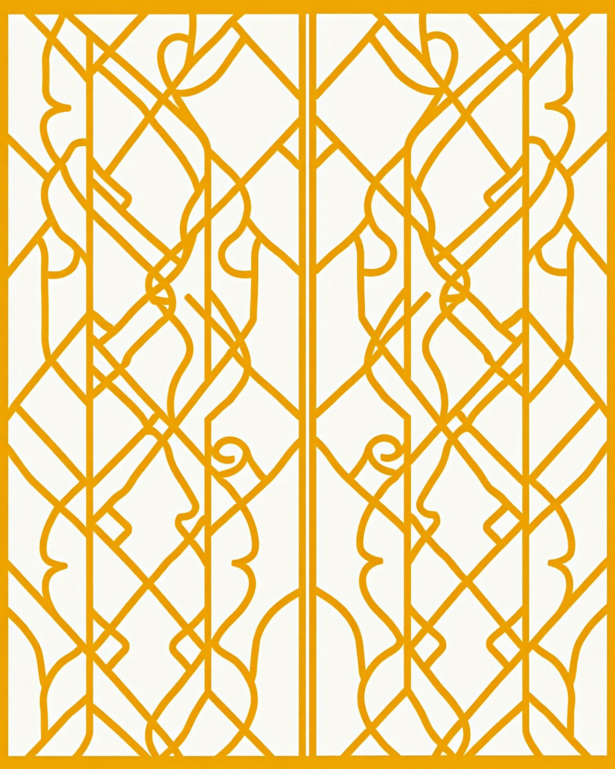 Art Deco Gold Geometric Pattern Rug