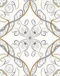 Subtle Gray Gold Swirl Motif Rug