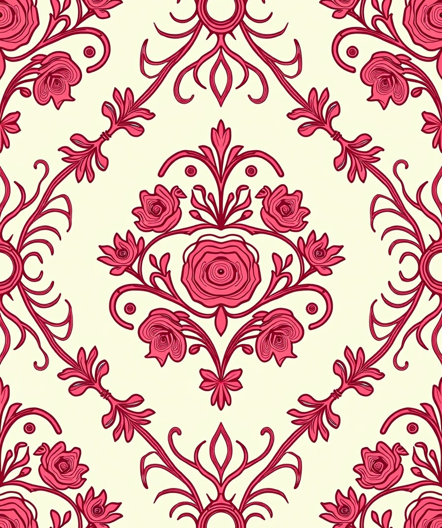 Rich Floral Damask Design Rug