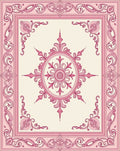 Ornate Pink Rococo Floral Medallion Rug