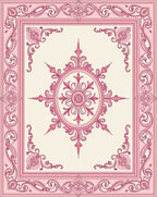 Ornate Pink Rococo Floral Medallion Rug