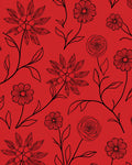 Bold Floral Outline Red Design Rug