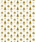 Golden Pine Tree Snowflake Pattern Rug