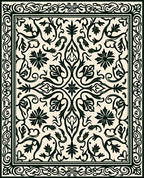 Elaborate Floral Scrollwork Pattern Rug