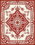 Rich Red Medallion Patterned Rug