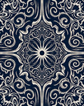 Dark Floral Swirls Intricate Pattern Rug