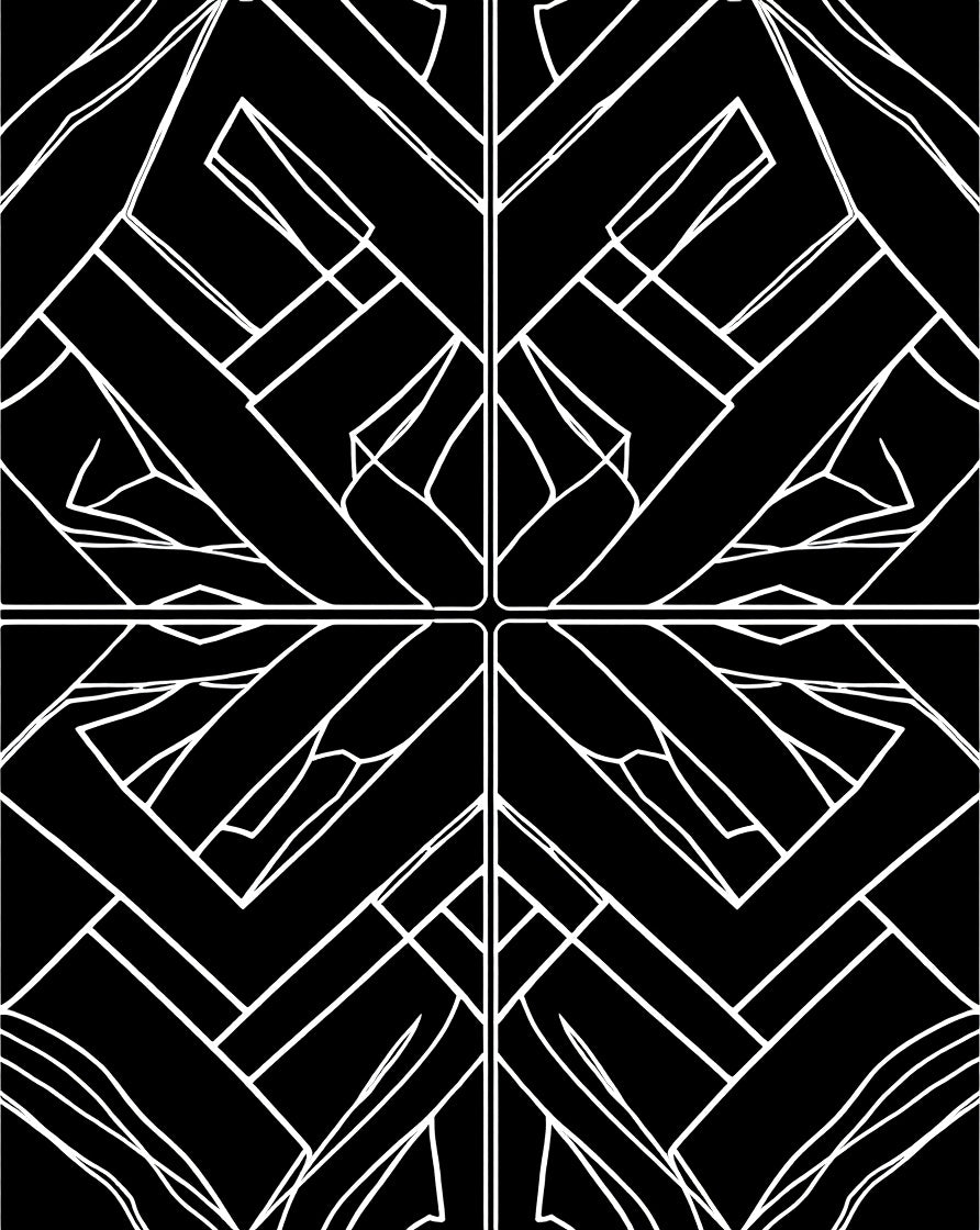 Bold Black White Interlocking Geometric Design Rug
