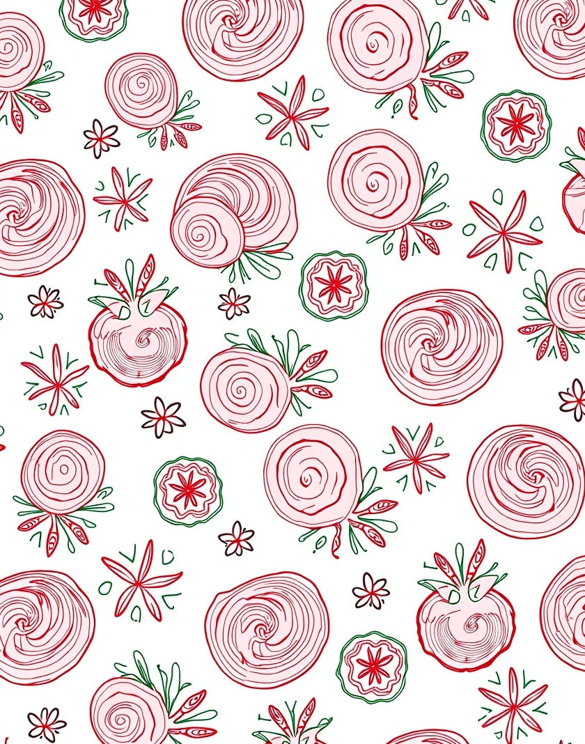 Whimsical Red Floral Swirl Rug