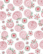 Whimsical Red Floral Swirl Rug