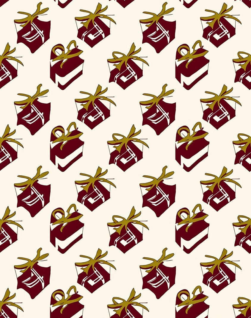 Gift Wrapped Pattern With Gold Bows Rug