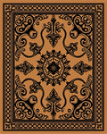 Ornate Black And Amber Floral Rug