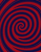Crimson Swirl Dynamic Line Art Rug