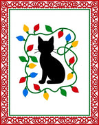 Festive Black Cat Lights Design Rug