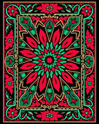 Vibrant Floral Medallion Frame Design Rug