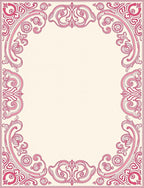 Elegant Pink Scrollwork Pattern Rug
