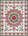 Red Green Vintage Geometric Medallion Rug