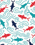 Colorful Fish and Waves Pattern Rug