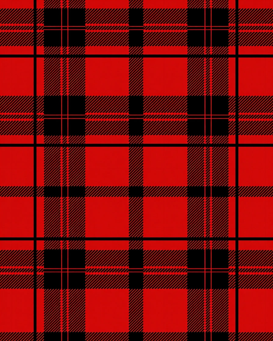Classic Red Black Plaid Pattern Rug