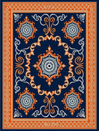 Ornate Medallion And Border Design Rug