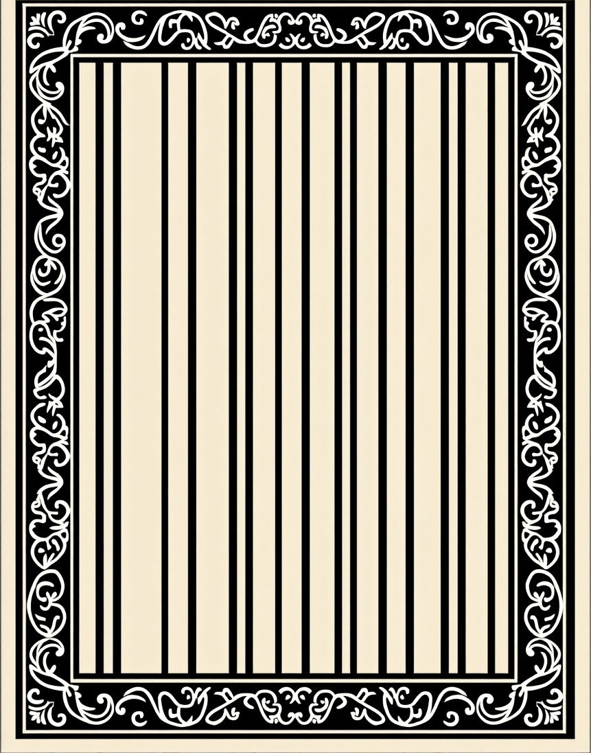 Ornate Striped Frame Design Rug