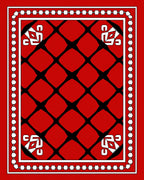 Red Black Geometric Tile Pattern Rug