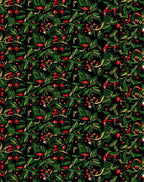 Dark Green Red Berry Foliage Rug