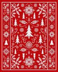 Red White Festive Winter Snowflakes Rug