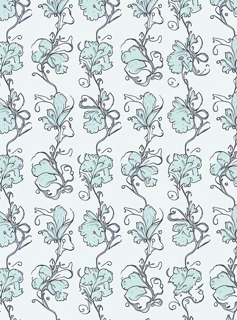 Soft Blue Floral Swirl Pattern Rug