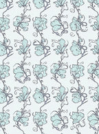 Soft Blue Floral Swirl Pattern Rug