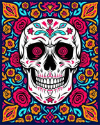 Vibrant Floral Skull Pattern Rug