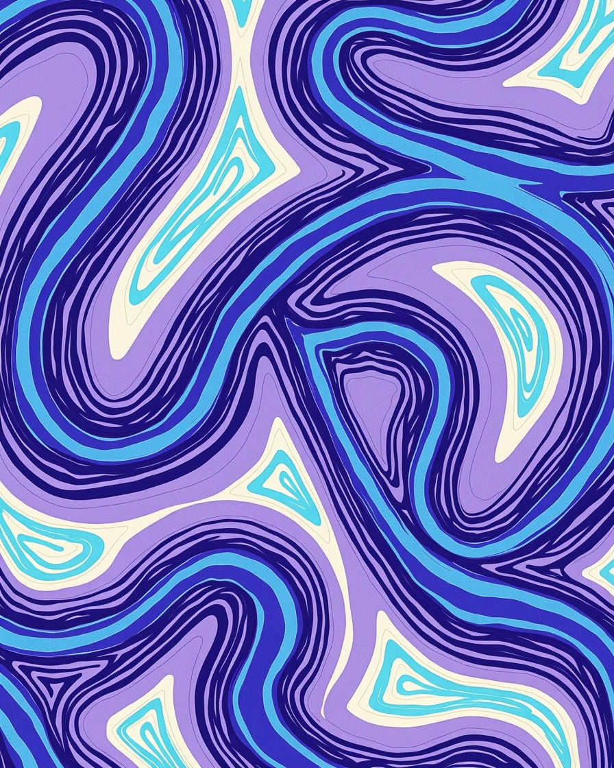 Abstract Swirls In Bold Blues Rug