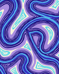Abstract Swirls In Bold Blues Rug