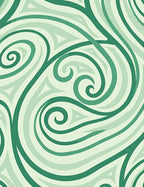 Curving Lines Green Abstract Pattern Rug