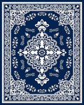 Ornate Blue White Floral Mandala Rug
