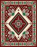 Intricate Floral Diamond Border Rug