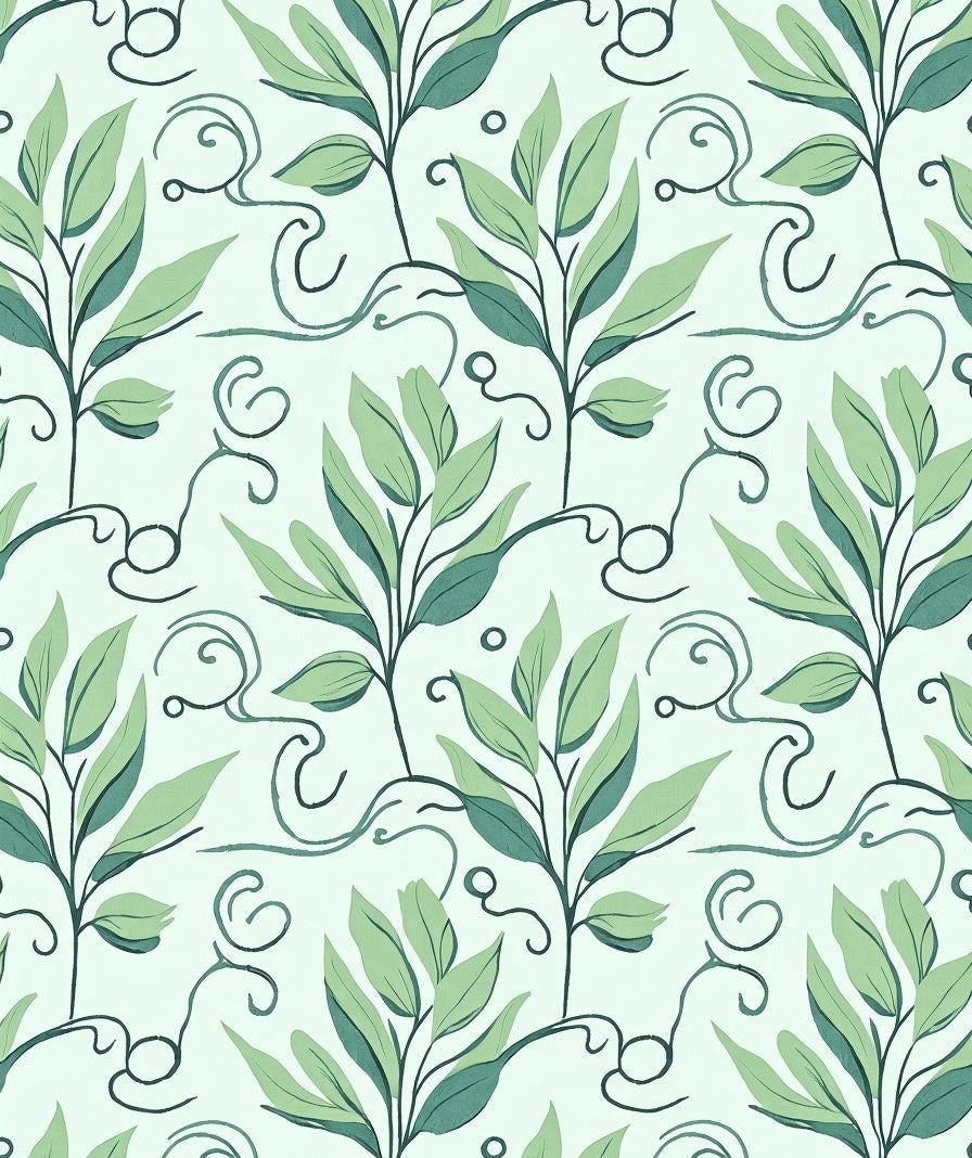 Green Leaf And Vine Pattern Rug