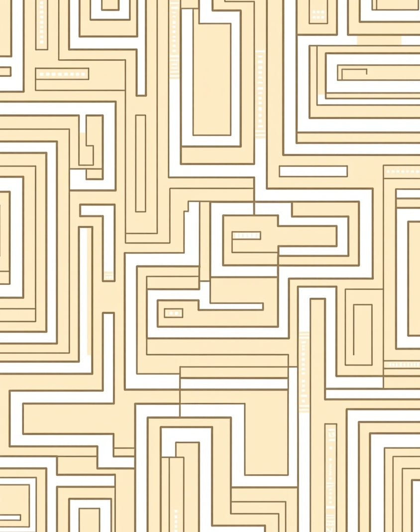 Geometric Labyrinth Cream Pattern Rug