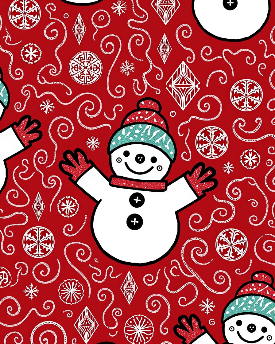 Whimsical Snowman Swirl Pattern Rug