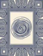 Abstract Swirl Geometric Border Design Rug