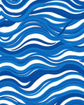 Bold Blue Wavy Abstract Pattern Rug