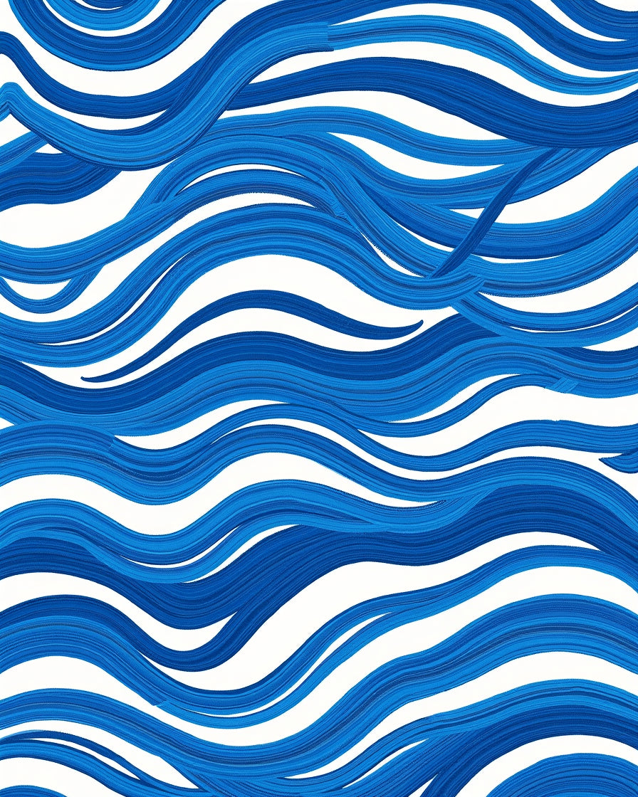 Bold Blue Wavy Abstract Pattern Rug