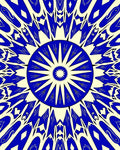 Bold Royal Blue Sunburst Design Rug