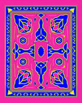 Bright Pink Blue Geometric Floral Pattern Rug