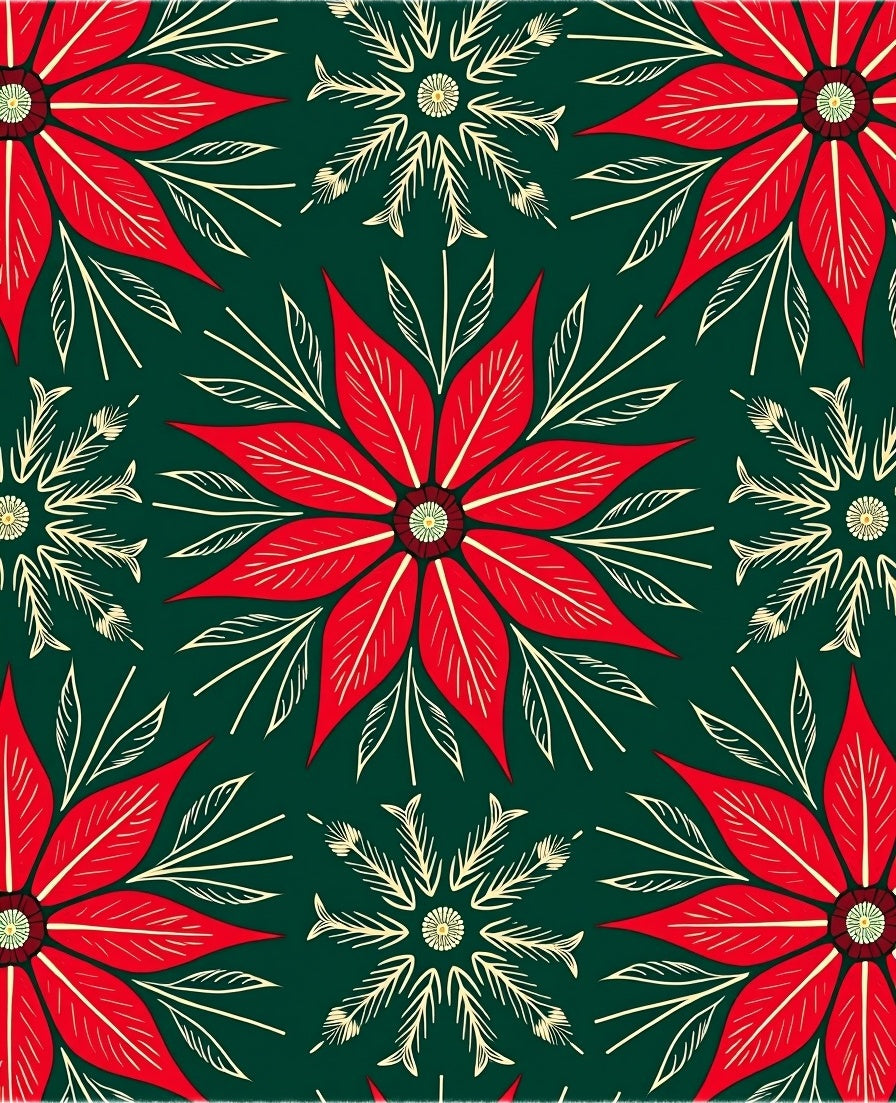 Bold Red Floral Pattern Rug