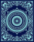 Intricate Floral Mandala Cyan Pattern Rug