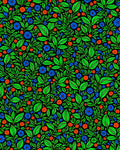 Vibrant Green Blue Orange Floral Explosion Rug