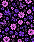 Whimsical Pink Purple Floral Butterfly Design Rug